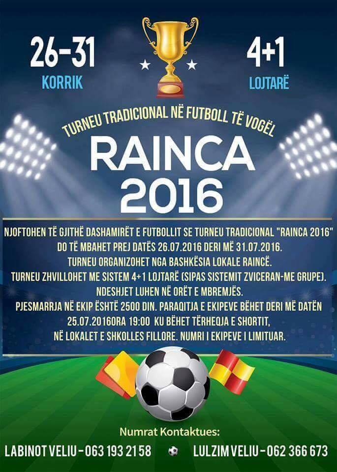 Organizohet turnir në futboll të vogël "Rainca 2016"