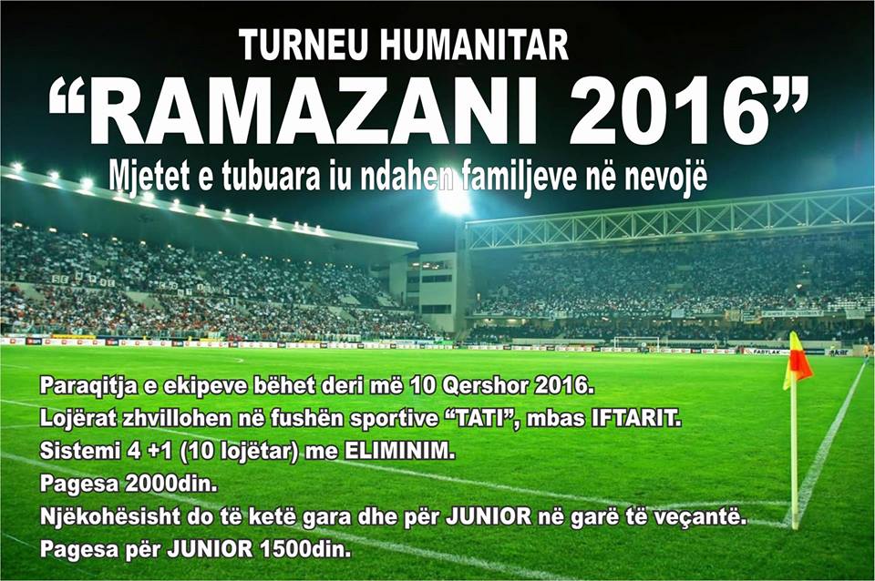 Preshevë: Organizohet turnir humanitar në futboll "Ramazani 2016"