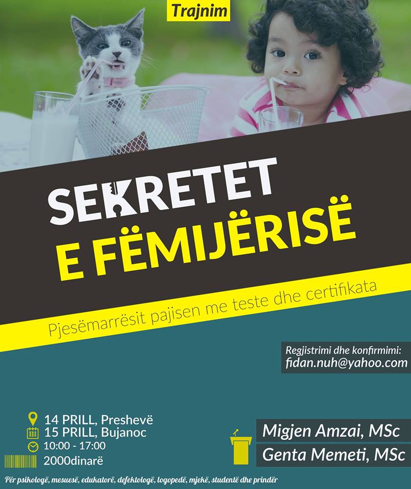 Seminar njëditorë "Sekretet e fëmijërisë" në Bujanoc dhe Preshevë, apliko tani 