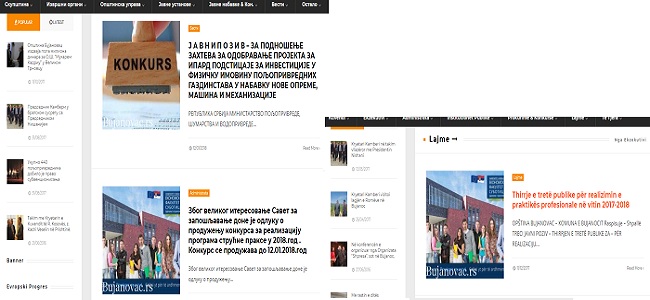 Komuna e Bujanocit anashkalon përdorimin e gjuhës shqipe në ueb-faqe?